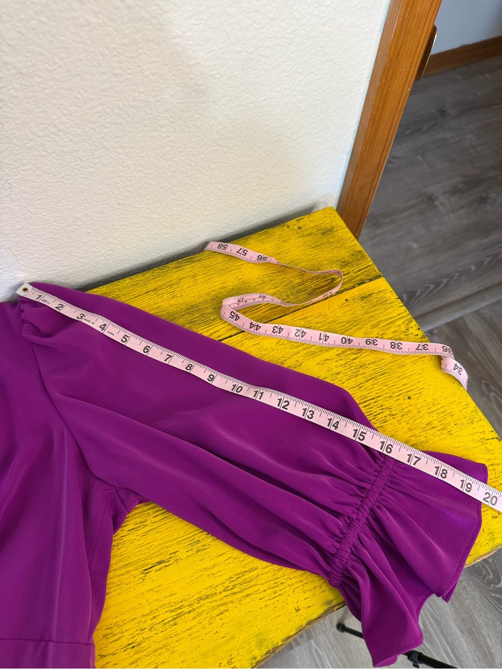 DKNY Empire Midi Dress 3/4 Ruffle Sleeves V-neck Magenta A-line Women’s Size 16 - Picture 7 of 15